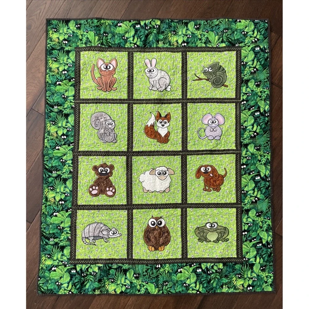 Woodland Animal Baby Quilt Handmade Lightweight Winsome Critters Crib 46x38